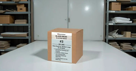 Box of Pro Grade Glass Bead Sandblasting Media For Rust Paint And Dirt Removal 20 To 30 Mesh Medium Large Size 1 Pound Bag