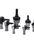 Straight Up Heavy Duty Steel Rod End Bearing Featuring A Smooth 90 Degree Ball Joint Connector With Right Hand Tie Rod Threads For Rock Solid Shop Builds, various sizes.