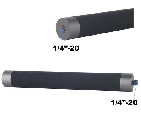 Hardcore Aluminum Extension Rod 1/4 Inch Male Female Thread 5.9 Inch Long Camera Mount showing threaded ends and smooth aluminum surface.