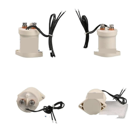 Dead Simple DC Contactor With Magnetic Relay Switch For EV Chargers And Battery Packs Covering 12V Through 72V Systems in various angles.