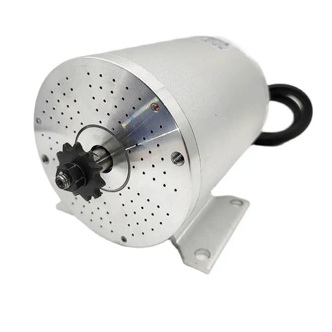 Beefy 48V 2000W Brushless Motor For Electric Scooters And Motorcycles, 4500 RPM Peak, MY1020 Type Compatible, Mid Drive Design, Supports 100 To 200kg Load, Durable Copper Windings And Alloy Shell, silver alloy housing with sprocket mount