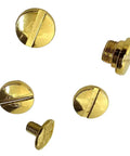 Polished Gold Grip Screws Set For Taurus Pt92 Pt96 Pt57 Pt58 Firearms with four fat and one slim gold screws.