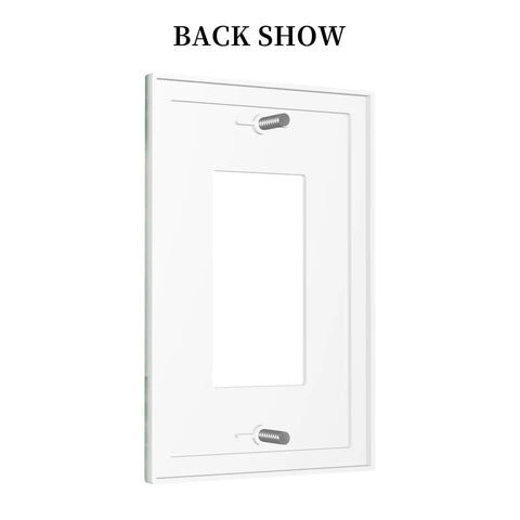 Clean Line Green Marble Abstract Outlet Cover 1 Gang Switch Plate back view showcasing mounting hardware for easy setup.