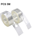 Two clear plastic balloon garland strips, 5m each, with punched holes for balloon arch assembly.
