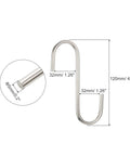 Extra Long S Shape Hanging Hooks Set Dope Matte Silver Finish Heavy Duty 120mm 4.72 Inch Carbon Steel Hangers with dimensions
