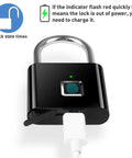 One Touch Fingerprint Lock With USB Charging for gym lockers and bikes, showing charging with green light indicator.