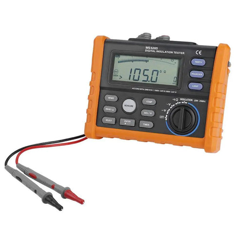 Digital Insulation Tester Multimeter With 0.01M to 100G Insulation Range And 250V To 2500V AC DC Testing Polarization Index PI