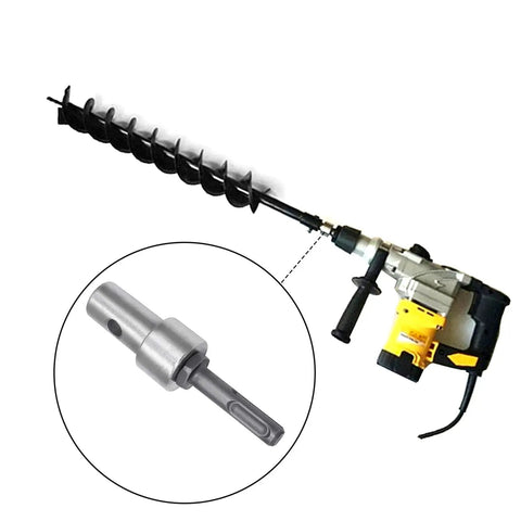 Garden Auger Drill Adapter For Impact Driver With Round Shank SDS Plus To One Half Inch Thread Keyless Chuck 304 stainless steel