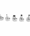 Five metal nozzles for Hot Air Rework Station With 5 Nozzles, 780W Desoldering Power, various shapes for different applications.