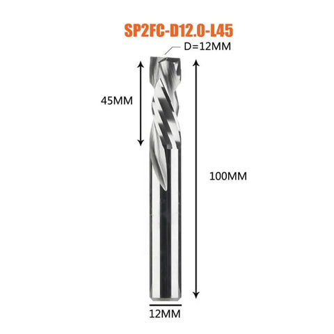 Game Changer 2 Flute Spiral Carbide End Mill Bit With Up And Down Cut Design For Blazing CNC Router Woodworking Builds, 12MM diameter.
