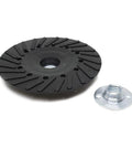 Sanding disc backing pad, 4-1/2 inch, with 7/8 in arbor and metal adapter (front view)