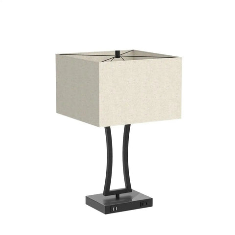 Single lamp from Set of 2 Touch Control Table Lamps With 3 Way Dimmable Lighting USB Ports for Quick Charging Cream Fabric Shade