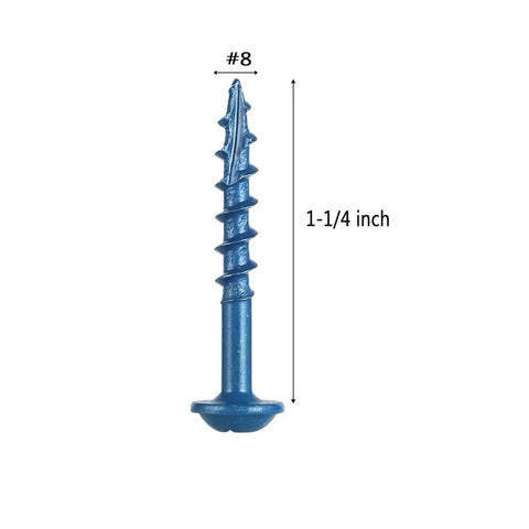 Number 8 X 1.25 Inch Pocket Screws Set With Square Drive And Driver Bit Blue Coated For Outdoor Wood Pro Grade Self Tapping
