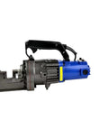 Handheld Electric Hydraulic Rebar Cutter RC-16 with durable steel frame and blue motor for effortless cutting.