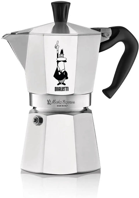Moka Express Classic Italian Stovetop Espresso Pot For Rich Home Brew Natural Silver Finish 6 Cup Capacity Iconic Moka Pot Design That Delivers Cafe Quality Coffee At Home