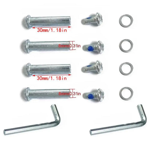 8mm Inline Skate Wheel Axle Replacement Kit With Hex Socket Screws And Installation Tools 30mm Length Includes Four Sets
