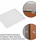 164 Pc Clear Silicone Cabinet Bumper Pads Self Adhesive Drawer Protectors on sheet for noise reduction and furniture protection.