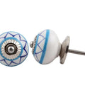Top Shelf 100 Piece Floral Ceramic Drawer Knobs For Slick Cabinet Hardware And Kitchen Door Pulls With Dope Multicolor Dresser Handles And Straight Up Rust Free Build, blue and white floral design, 1.5 inches in diameter.