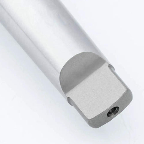 Close-up of integrated MT2 shank on Beefed Up Heavy Duty Keyless Drill Chuck With Integrated MT2 Shank And Titanium Jaws, Clamping From One Sixty-Fourth Inch To One Half Inch, Ultra High Precision For CNC Machines And Machine Centers