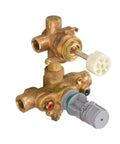 2-Handle Shower Thermostat Rough Valve with Built-In 3-Way Diverter, 1/2-Inch, Solid Brass Casting, Durable Valve for 3 Outlets