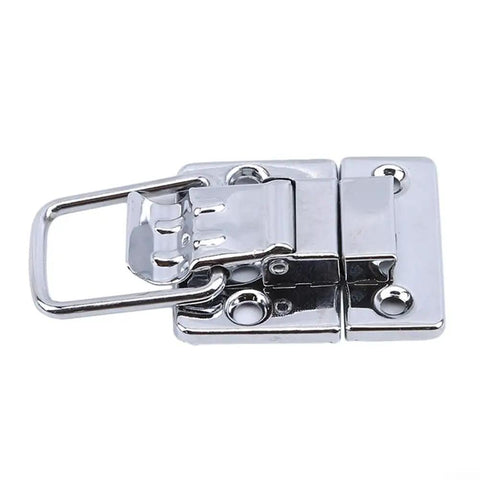 Lever Latch Set For Chest Boxes And Suitcases, Chrome Plated Silver Finish Draw Latch Catch, front view, tool case lock buckle