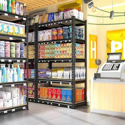 Heavy Duty 5-Tier Metal Storage Shelves Adjustable Shelving Unit for Garage Kitchen Warehouse Pantry and Closet Organization Built like a Tank With Super Sturdy Steel Construction Boss Grade Versatility for Home Office Pantry Storage 28x12x59 Inches