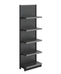 Badass Hella Sturdy Five Tier Metal Storage Rack For Garage And Living Room Slick Black Finish with five shelves.