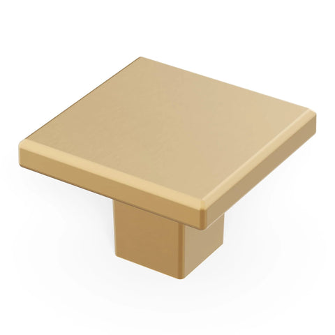 Square Cabinet Knob Set 10 Pack In Brushed Brass One And Three Sixteenths Inch For Kitchen Cabinets Dressers And Bathroom Drawers By Hickory Hardware