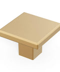 Square Kitchen Cabinet Knobs 10 Pack 1-3/16 Inch Matte Black Handles in a gold finish, showing top angled view
