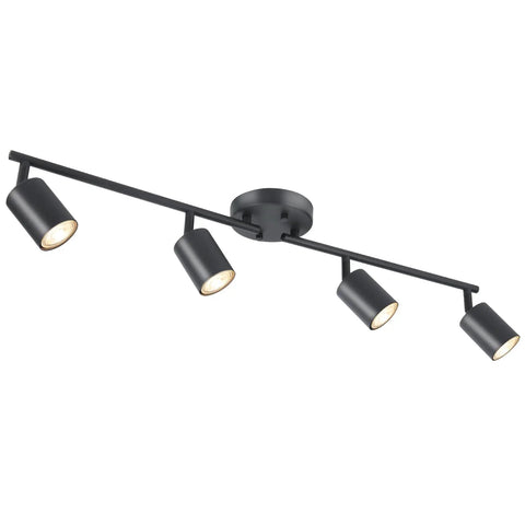 Matte Black 4 Light Track Lighting Kit With Adjustable Heads Ceiling Spotlight Fixture in modern industrial design