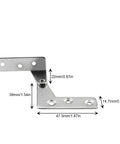 Pair Of 7 Character Chicken Beak 90 Degree Retro Small Cabinet Hinge With Mounting Screws, iron with measurements displayed