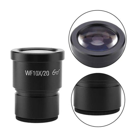 Wide Field Stereo Microscope Eyepiece 10X Magnification With 30mm Mount WF10X20 For Compound Biological Microscopes, black metal body