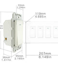 Dimensions of the 4 Gang WiFi Smart Light Switch No Screw Panel Single Pole 2.4GHz No Hub Needed Works With Alexa Google Home
