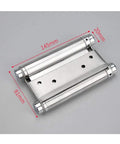 Top Shelf Stainless Steel Double Open Spring Hinges For Cowboy And Barn Doors, Hella Smooth Two Way Free Swing Gate Hardware, 5 Inch Heavy Duty Zero Friction Pivot Mount, 145mm size.