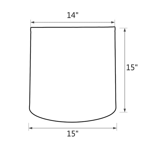 Transitional Drum Lamp Shade With Spider Construction, Beige Linen, 14 Top x 15 Bottom x 15 Height, diagram with dimensions.