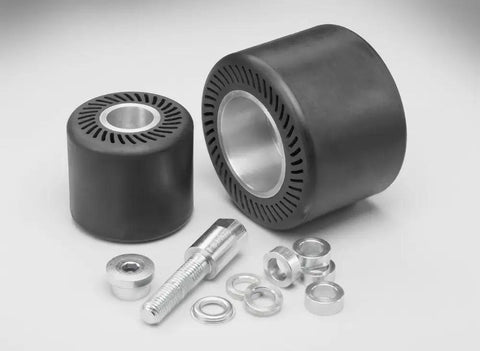 Rubber Slotted Expander Wheel Model 28348 For Sander Five Inch Diameter Three And A Half Inch Width Five Eighth Inch Arbor Set