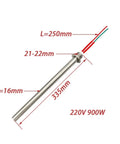Built Tough 220V 1000W Cartridge Heater With Smokeless High Temperature Heating Rod, 335mm long, 16mm diameter, stainless alloy.