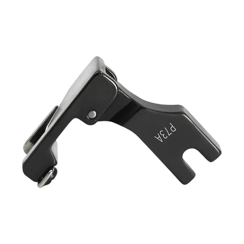 Pro Grade Multifunction Hem Guide Presser Foot For Sewing Machines Durable Black Steel Attachment Delivers Smooth Even Hemming On Thin Fabrics And Lace Perfect For Home Sewing Projects And Small Garment Factory Work, close-up