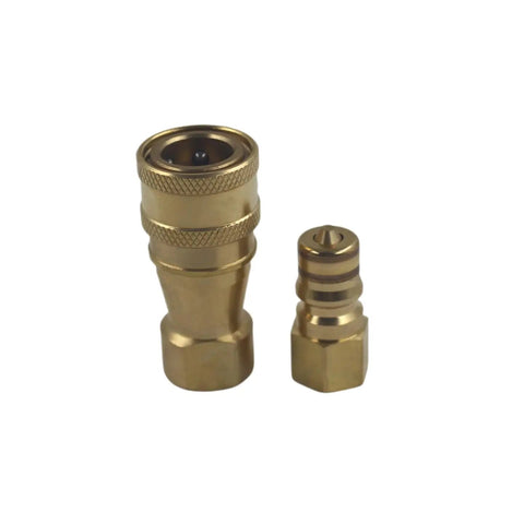 Brass Quick Disconnect Valve With FKM Seal ISO7241B 1 Quarter NPT for carpet cleaning wands and truck mounts, side view