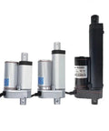 Heavy Duty DC Linear Actuator 12V 1200N With 100mm 50mm Or 30mm Stroke For Window And Automation Industrial Grade Beefed Up Durable And High Quality White Finish Great For DIY Projects And Robotic Setups. Three DC linear actuators in silver and black, showing 30/50/100mm stroke options for automation.