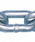 Tough As Nails Grade 30 Low Carbon Steel Proof Coil Chain Hot Galvanized close-up showing links for heavy duty securing projects.