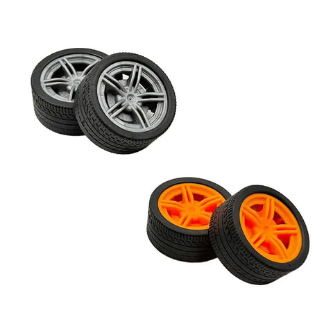 Dope 10 Pack Toy Car Wheels With 5 Round Shaft Axles For RC Cars And Robots DIY Model Building Parts Rubber Tires 40mm Diameter