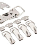 4 Pack Duck Mouth Latch Catches For Wooden Boxes, Heavy Duty Metal Spring Clasps, top view with mounting plates