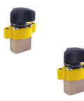 Slick Switchable Magnetic Hold Down Offering Rock Solid Sixty Pound Downward Grip And Light Duty Setup For Woodworking Jigs Router Tables And Table Saws, two views of compact yellow and black design.