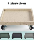 Flower Pot Mover With Wheels Beefy Load Bearing 50-200kg Square Plant Tray Rollers For Balcony And Garden Modern Granite Texture Beige 32cm