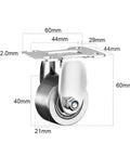 Detailed view of Four Pack Industrial Plate Caster Wheels Heavy Duty Steel Castors Non Swivel With Rust Proof 304 Stainless Steel Housing