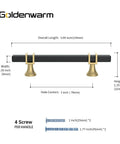 10 Pack 3 Inch Black And Gold Cabinet Handles Square Drawer Pulls For Dresser And Furniture Hardware With Mounting Screws