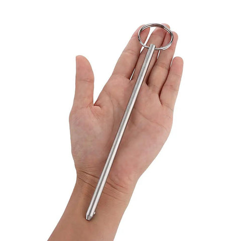 Hand holding Two Pack Heavy Duty Quick Release Pins 0.236 Inch Diameter Five And Three Quarters Inches Usable Length 6.3 Inch Overall Length Marine Grade 316 Stainless Steel For Bimini Tops Boat Deck Hinges And Marine Hardware