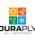 All Weather Lockout Tags On A Roll Built Tough As Nails For Rough Job Sites DuraPly logo showcasing weather resistance features.
