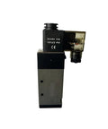 Top Rated Heavy Duty Electromagnetic Solenoid Valve K4V Series Packed For Pneumatic Systems AC220V close-up view with electrical connection.